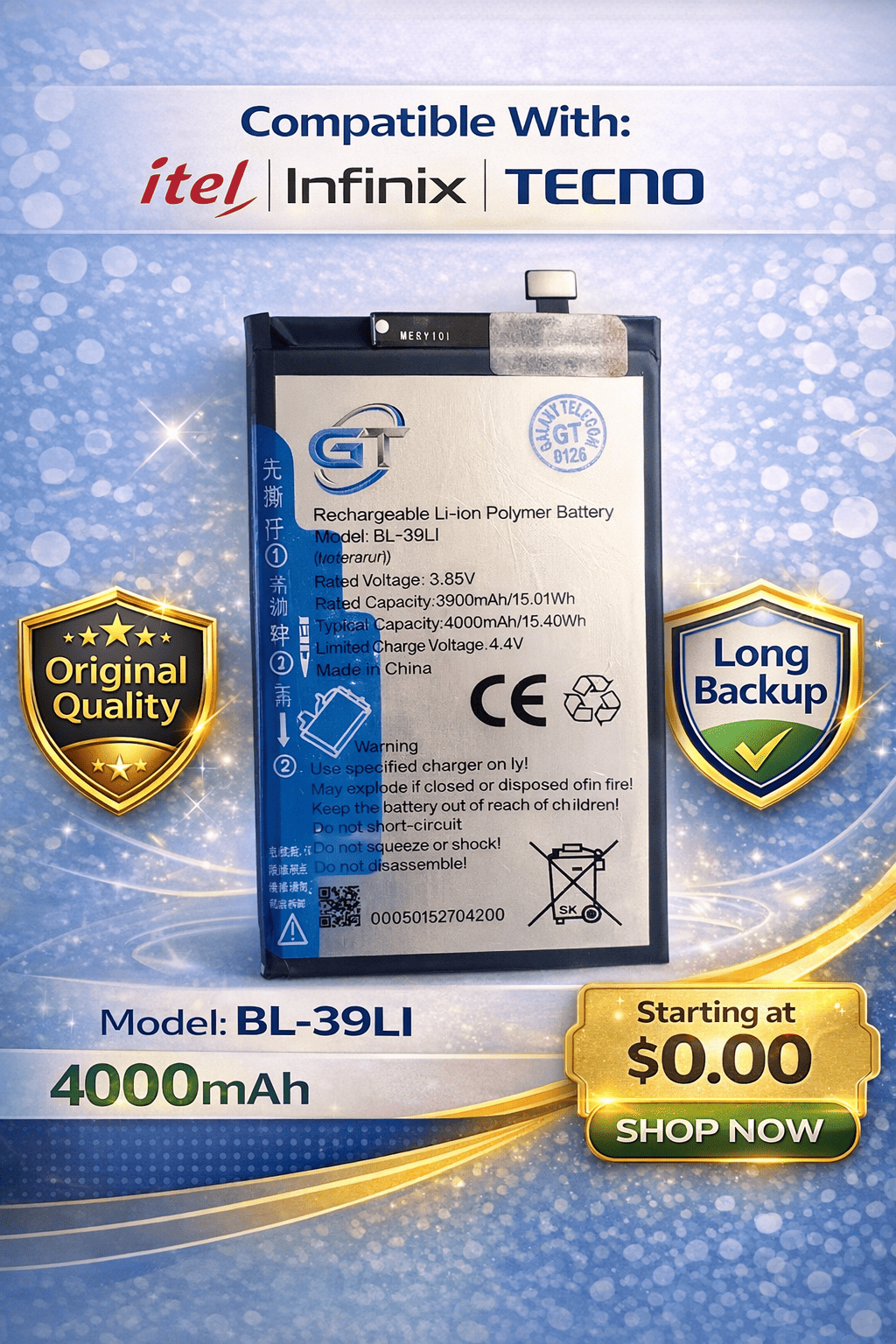 Itel Infinix Tecno Battery BL-39LI